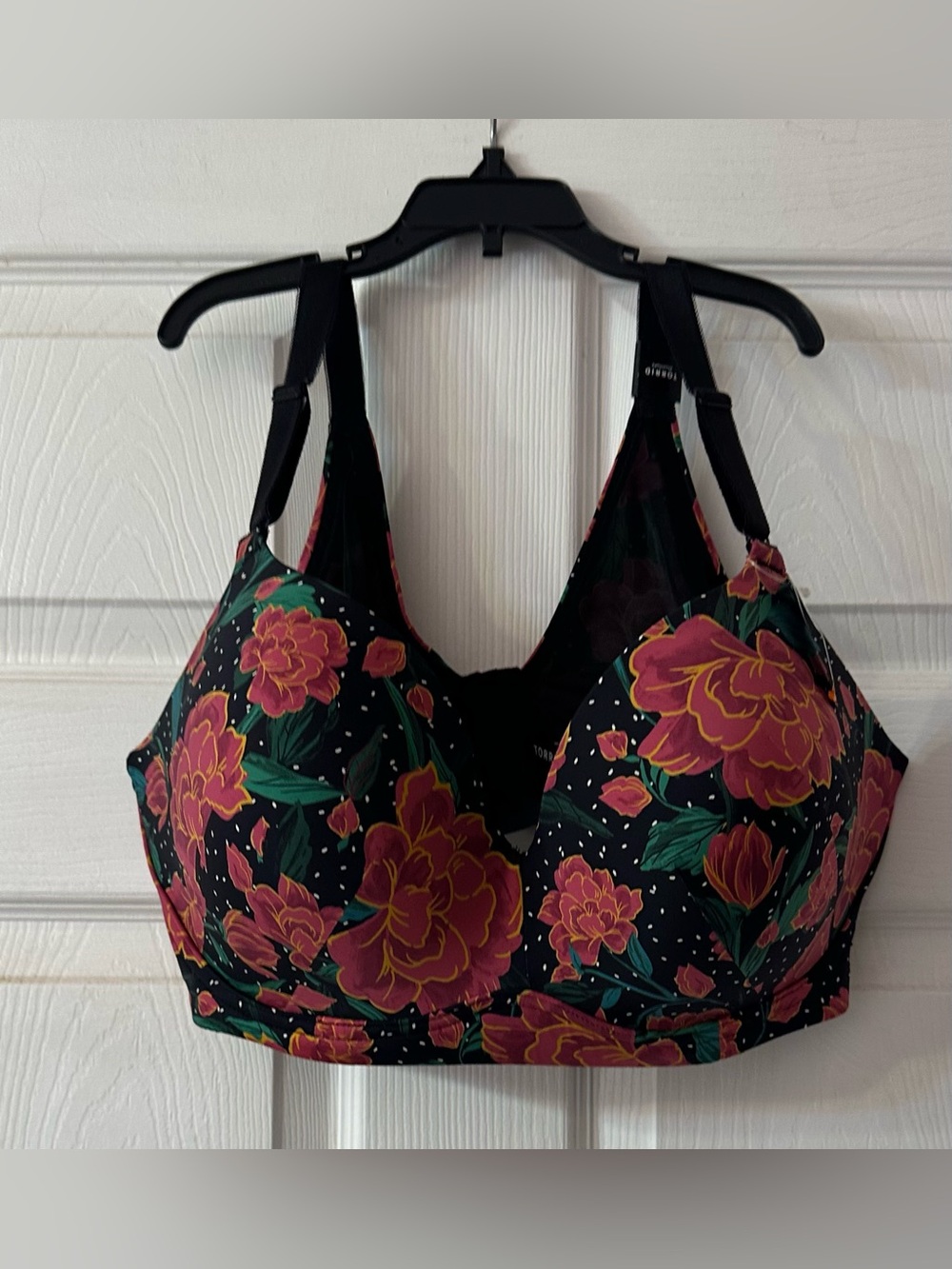 Torrid 42DD Wire-Free Push-Up 360 Back Smoothing Bra Jenna Floral Black NWT